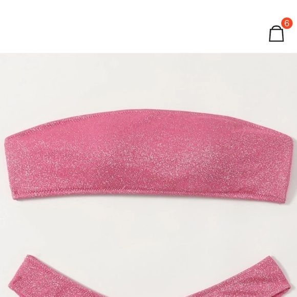 NWOT shein medium pink sparkly bandeau bikini top - Picture 4 of 5